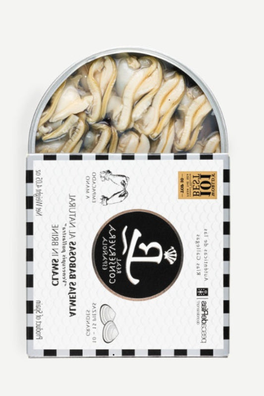Real Conservera Clams "al Natural" (Galician Clams in Natural Brine) -120g- Extra Large