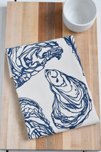 Load image into Gallery viewer, Oyster Tea Towel in Navy Blue - Organic Cotton - Sea Shell