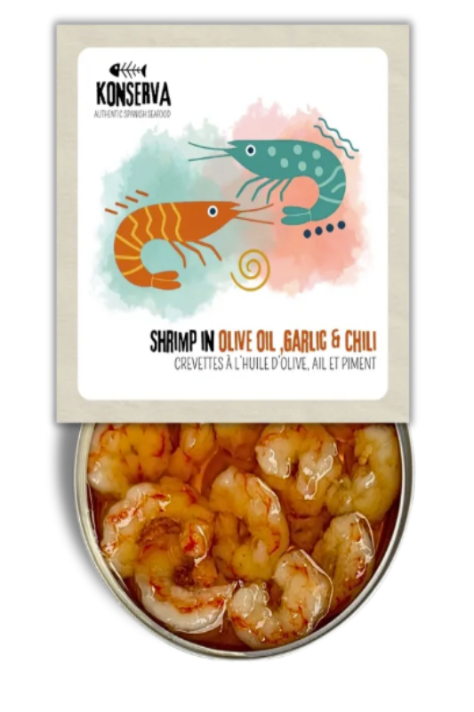 Shrimp in Olive Oil Garlic and Chili - Konserva