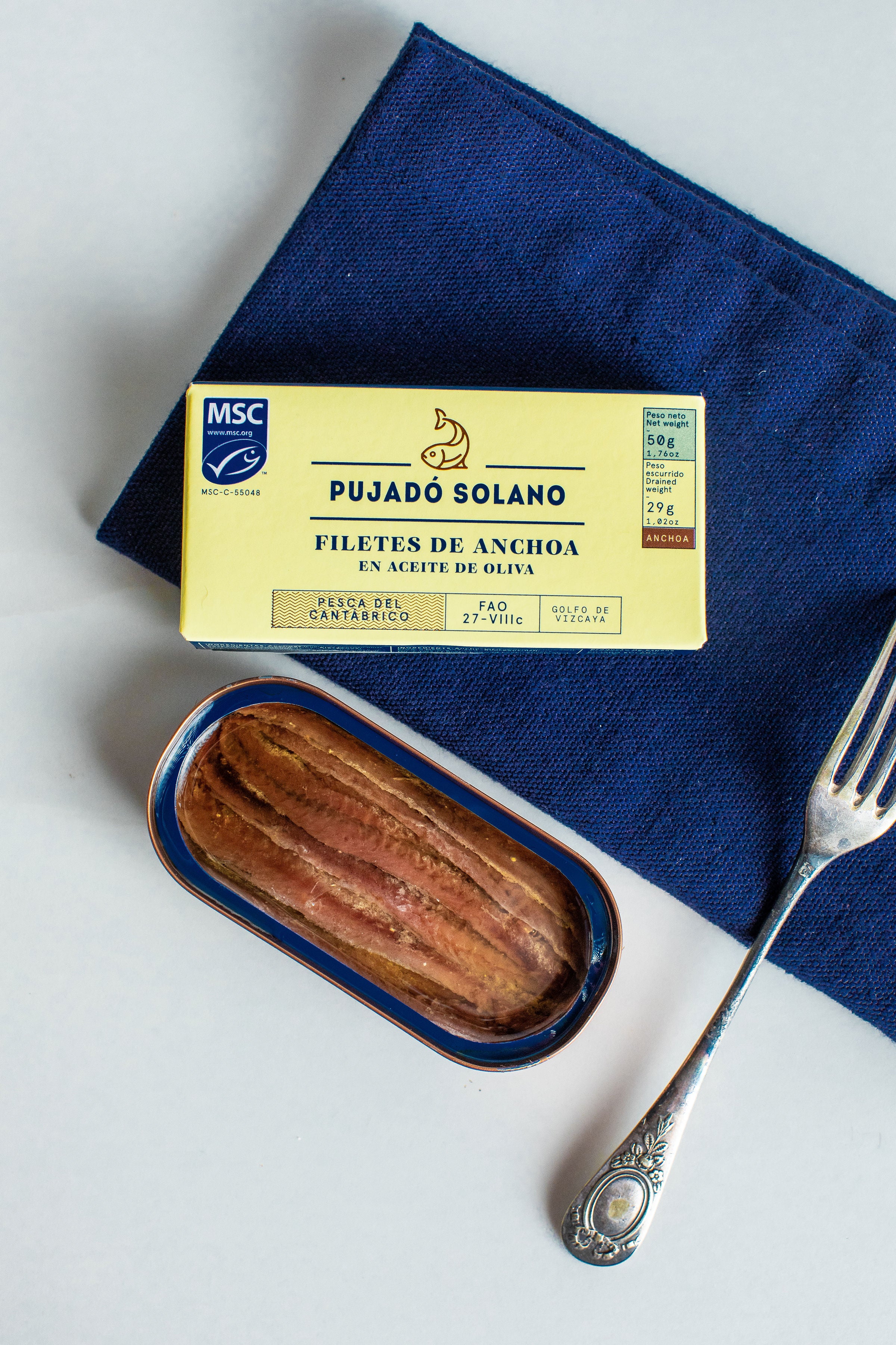Pujado Solano Cantabrian Anchovies- 50g – Tinmonger