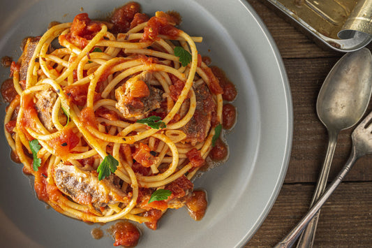 Bucatini with Tinned Sardines and Tomato Sauce