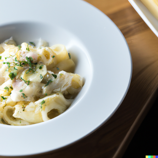Creamy Garlicky Cod Pasta