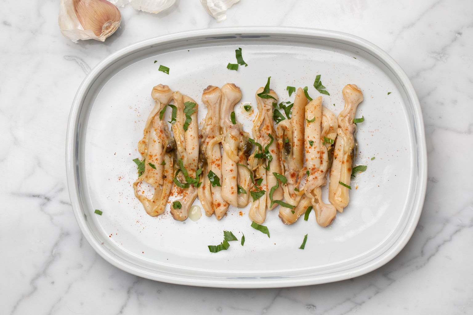 Sautéed Tinned Razor Clams with Garlic Tinmonger