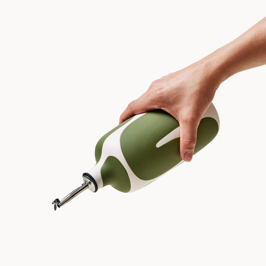 Green & White Ceramic Olive Oil Dispenser