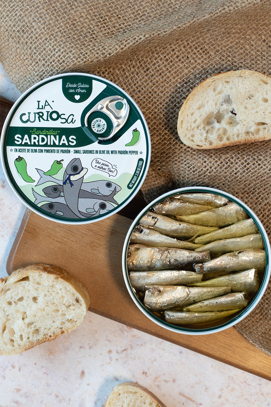 La Curiosa- Small Sardines in Olive Oil with Padron Pepper (112g)