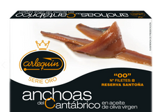 Load image into Gallery viewer, Cantabrian Anchovy in Olive Oil &quot;00&quot; Gold Series - Anchoa Cantábrica Arlequín, 120g
