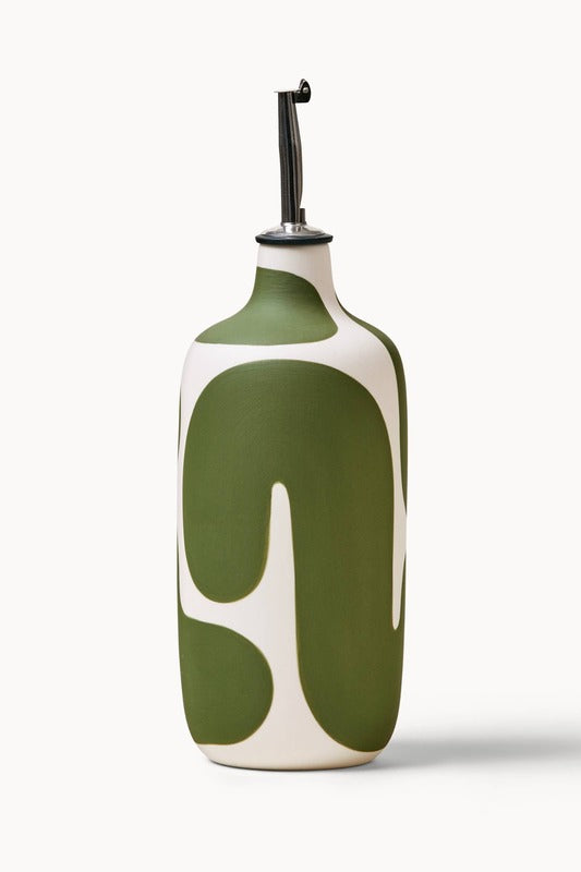 Green & White Ceramic Olive Oil Dispenser