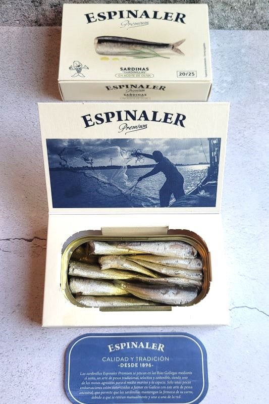 Espinaler Baby Sardines in Olive Oil 20/25, Premium Line